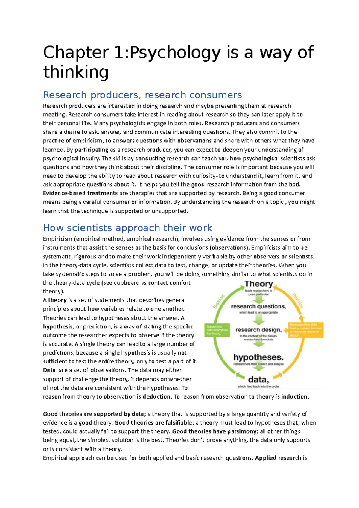 Samenvatting Chapter 1 Chapter 1Psychology is a way of thinking