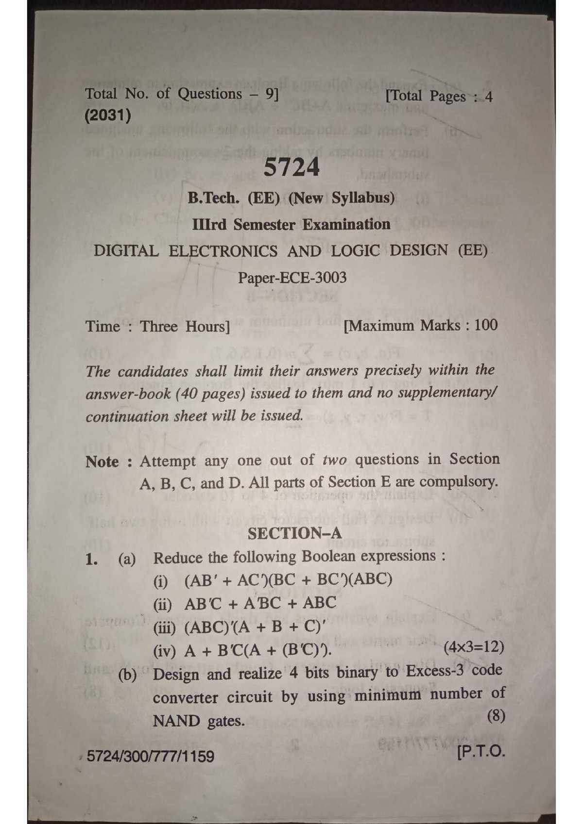 B.Tech Question Paper III Semester - Information Technology - Studocu