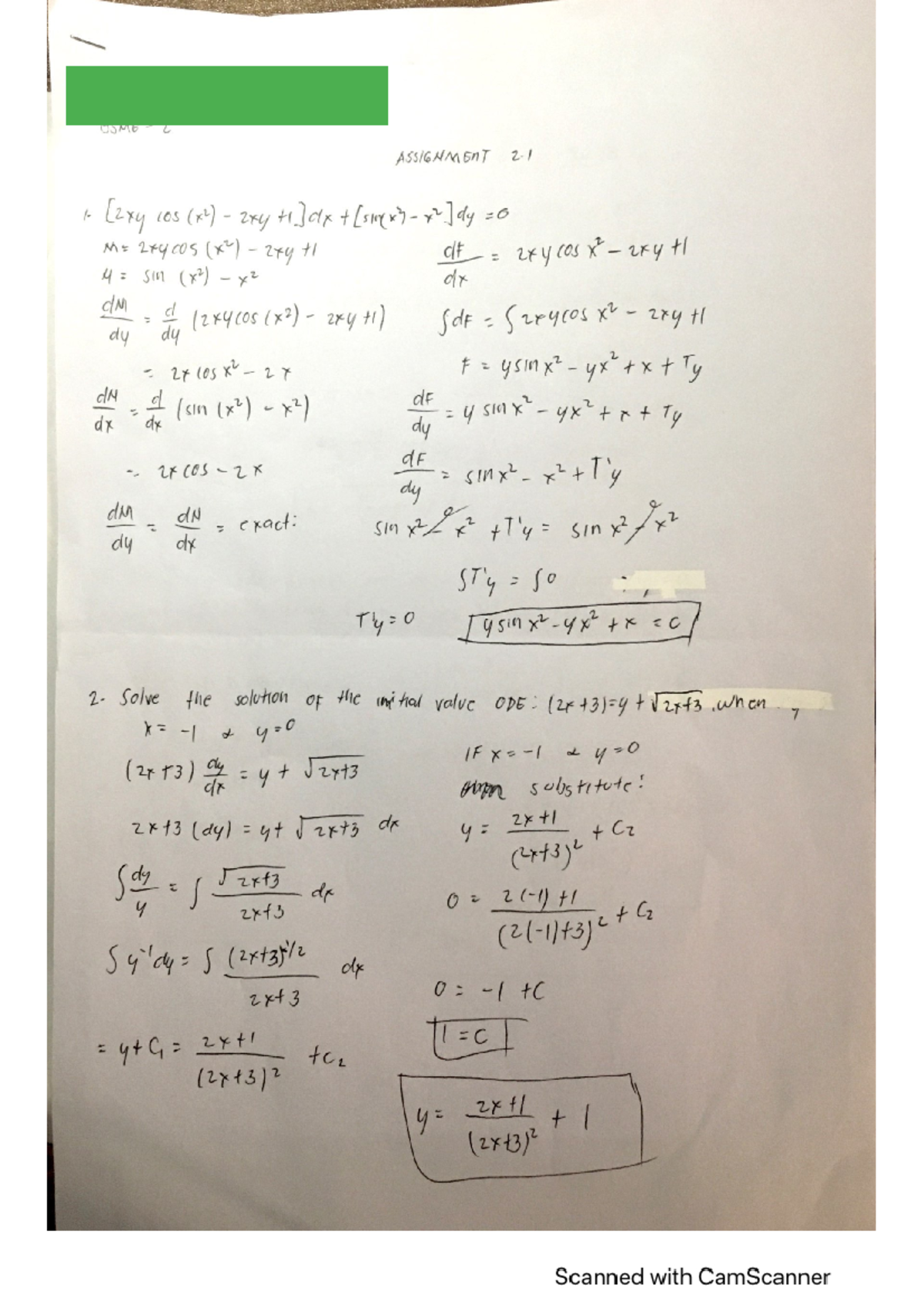 ASS.2 Differential Equation - Mechanical Engineering - NVSU - Studocu