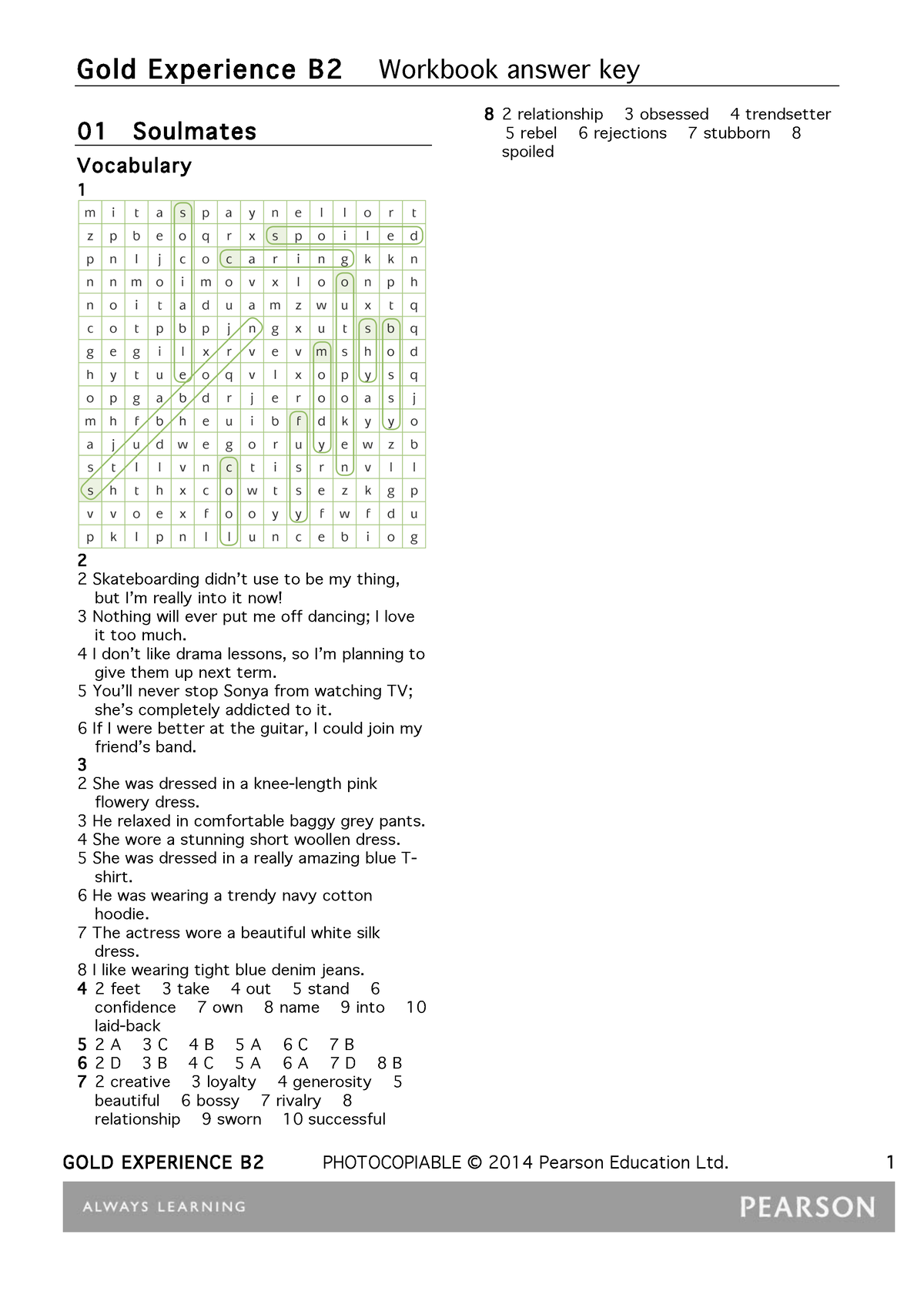 gold-experience-b2-workbook-answer-key-01-soulmates-vocabulary-1-2-2