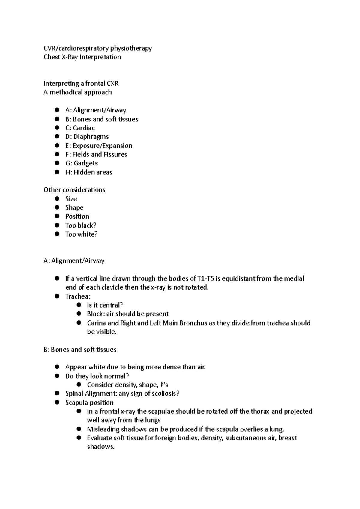 CVR:cardiorespiratory physiotherapy Chest X-Ray Interpretation - CVR ...