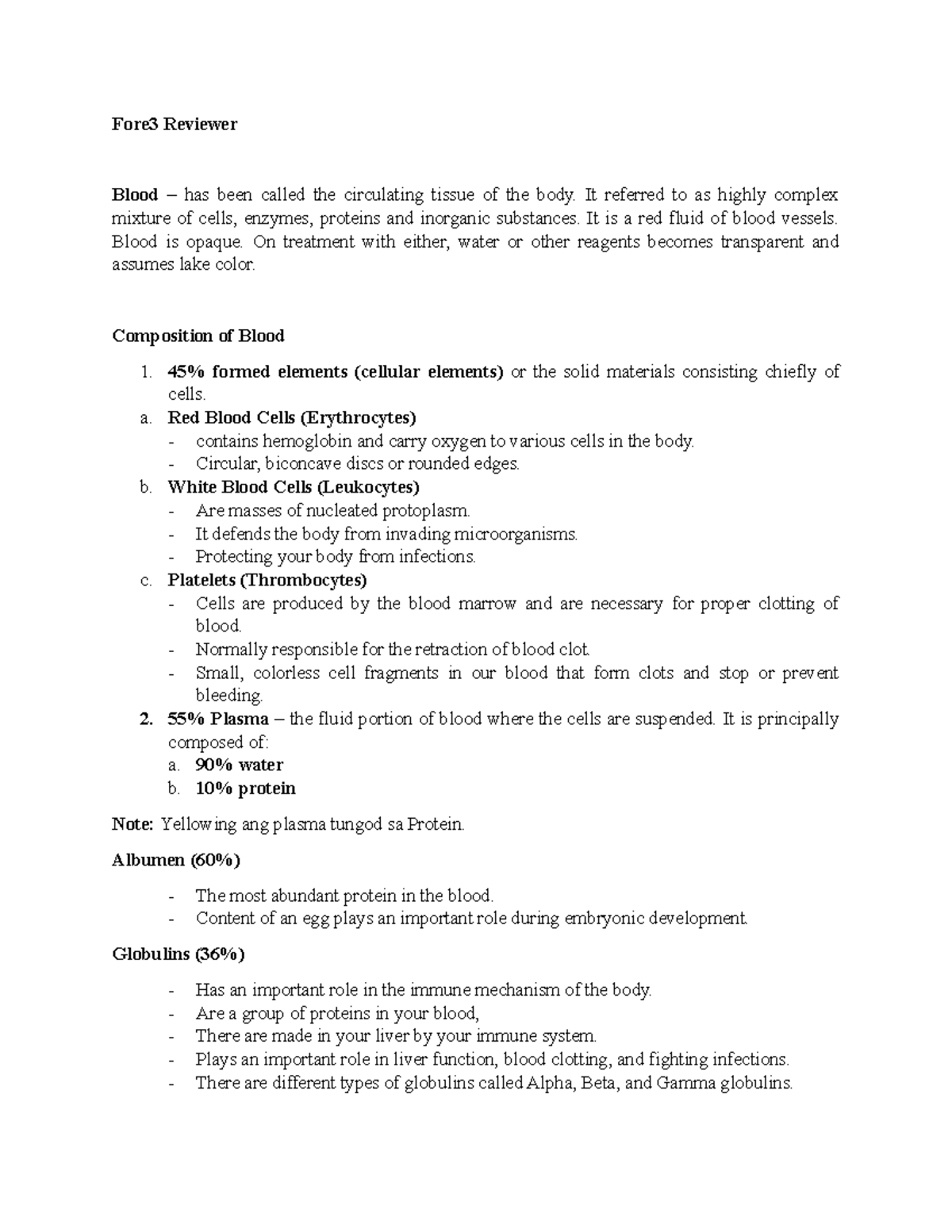 Fore3 Reviewer Midterm - Fore3 Reviewer Blood – has been called the ...