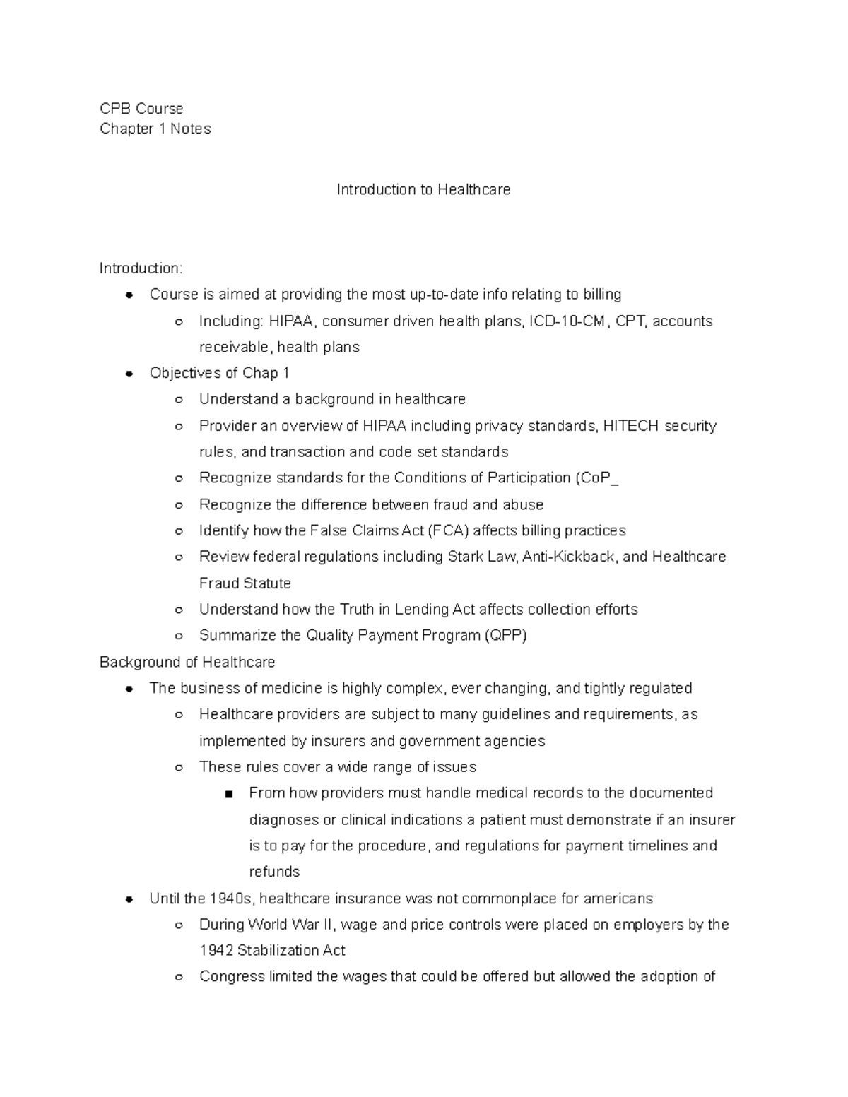 AAPC CPB Prep Course- Chap 1 Notes - CPB Course Chapter 1 Notes ...