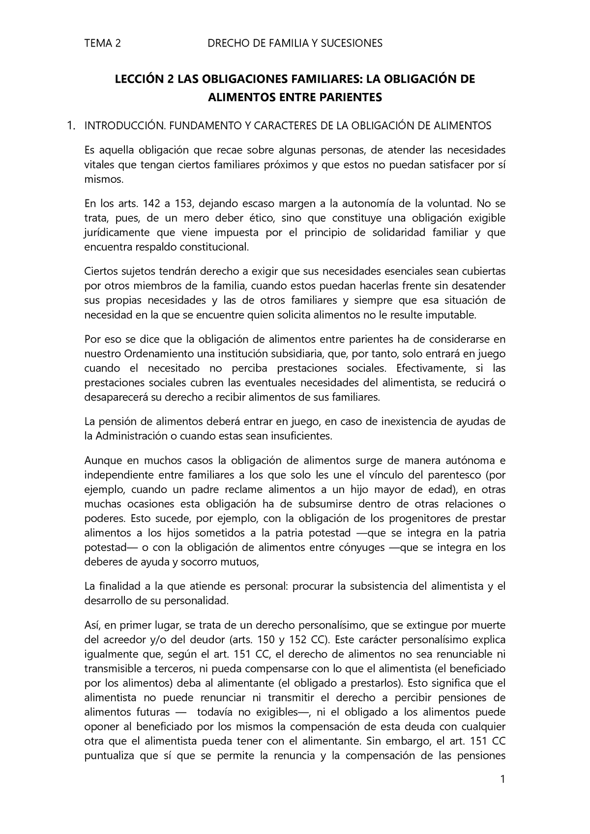 Lección 2 Las Obligaciones Familiares LecciÓn 2 Las Obligaciones Familiares La ObligaciÓn De 0166