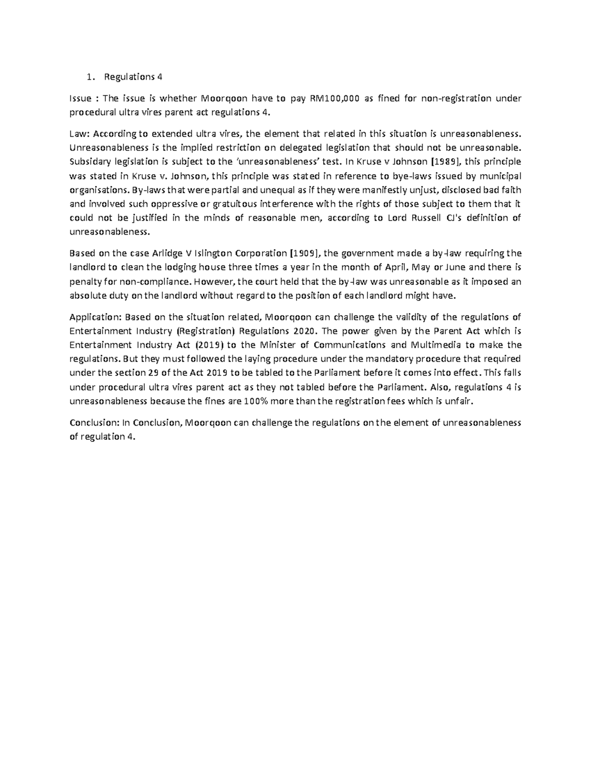 Regulations 4 - Explain about the issue happened. - Regulations 4 Issue ...