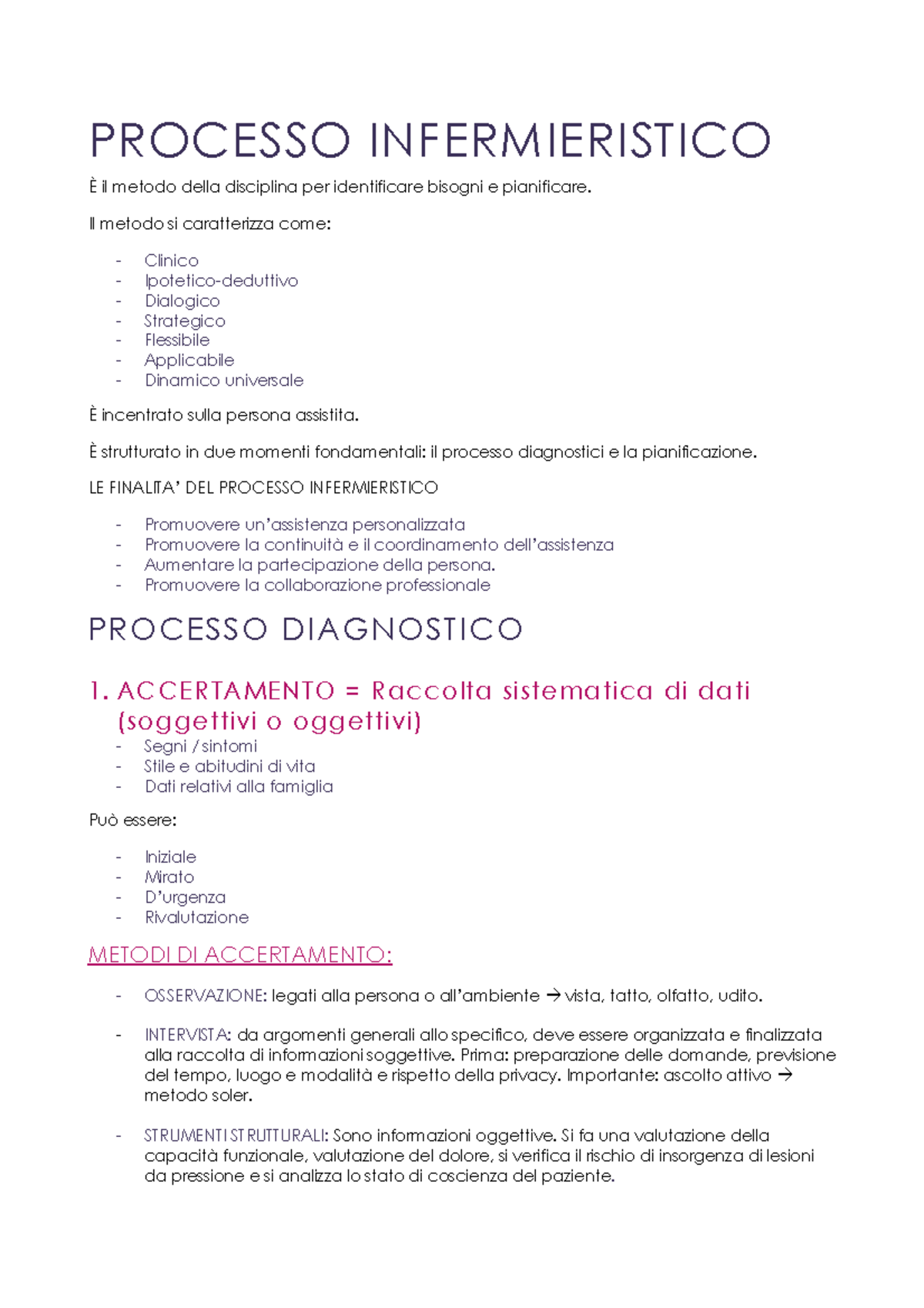 Processo Infermieristico - PROCESSO INFERMIERISTICO È Il Metodo Della ...