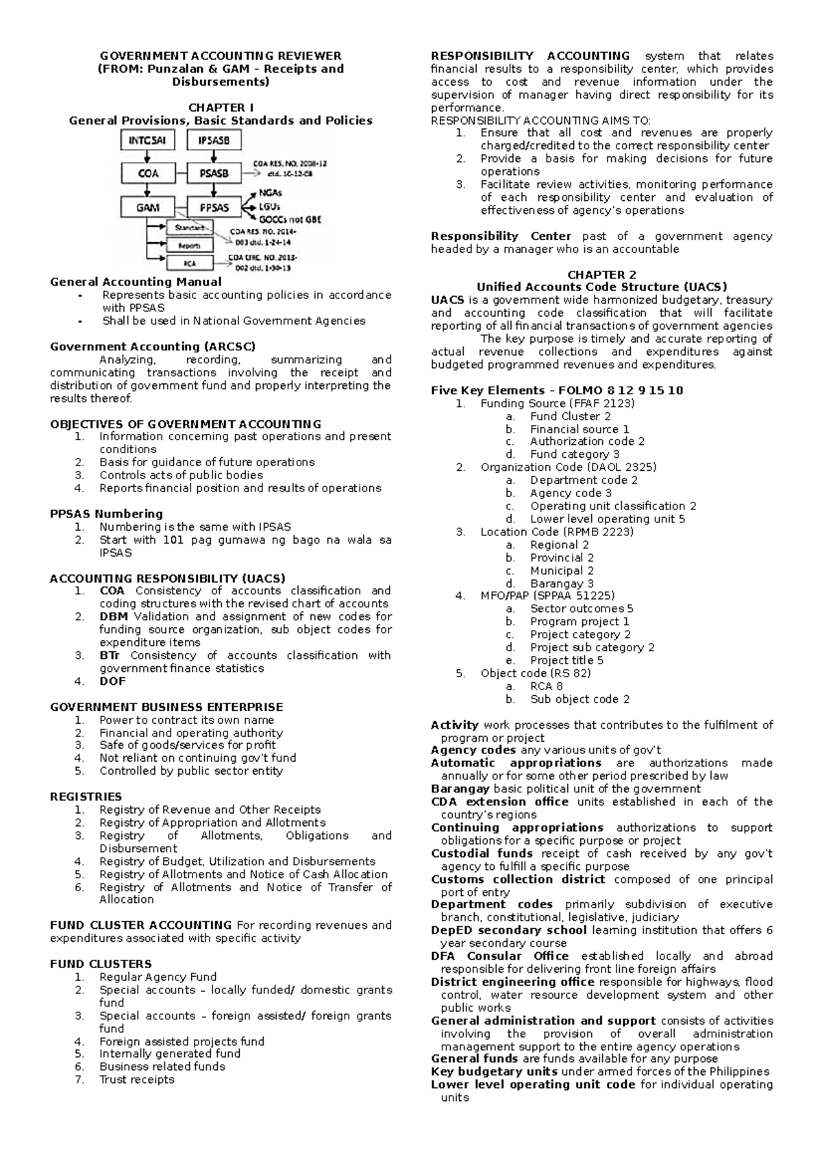 Government Accounting Punzalan GOVERNMENT ACCOUNTING REVIEWER (FROM