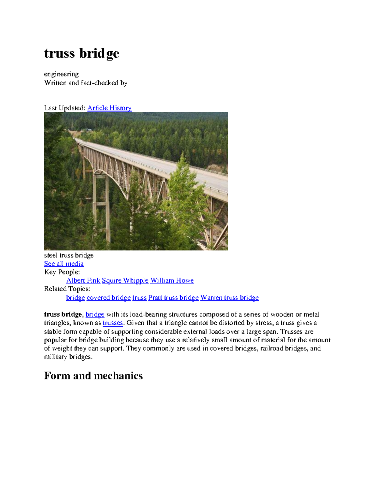Truss bridge - Given that a triangle cannot be distorted by stress, a ...