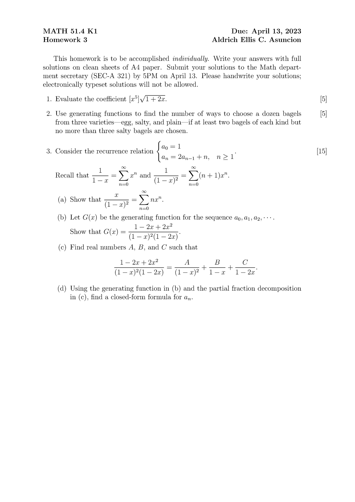 MATH51 - This Is A Practice Material. - MATH 51 K Homework 3 Due: April ...