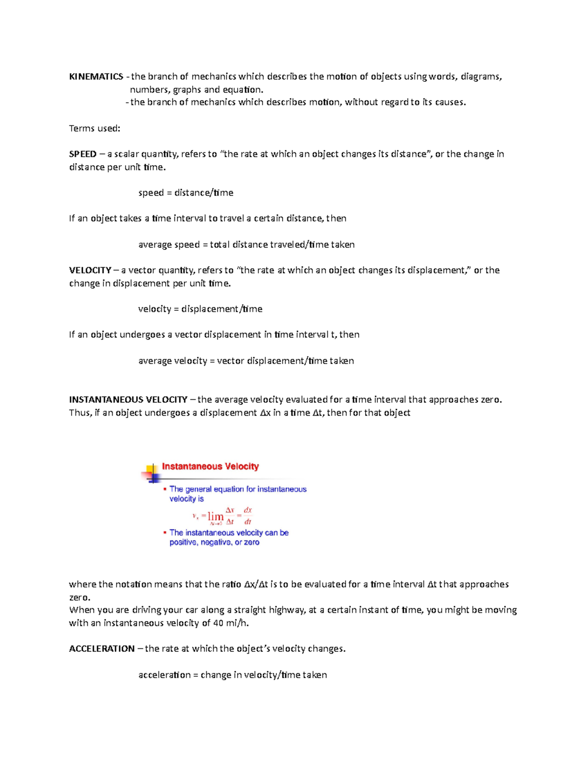 Lesson 3. Kinematics - Kinematics - The Branch Of Mechanics Which 