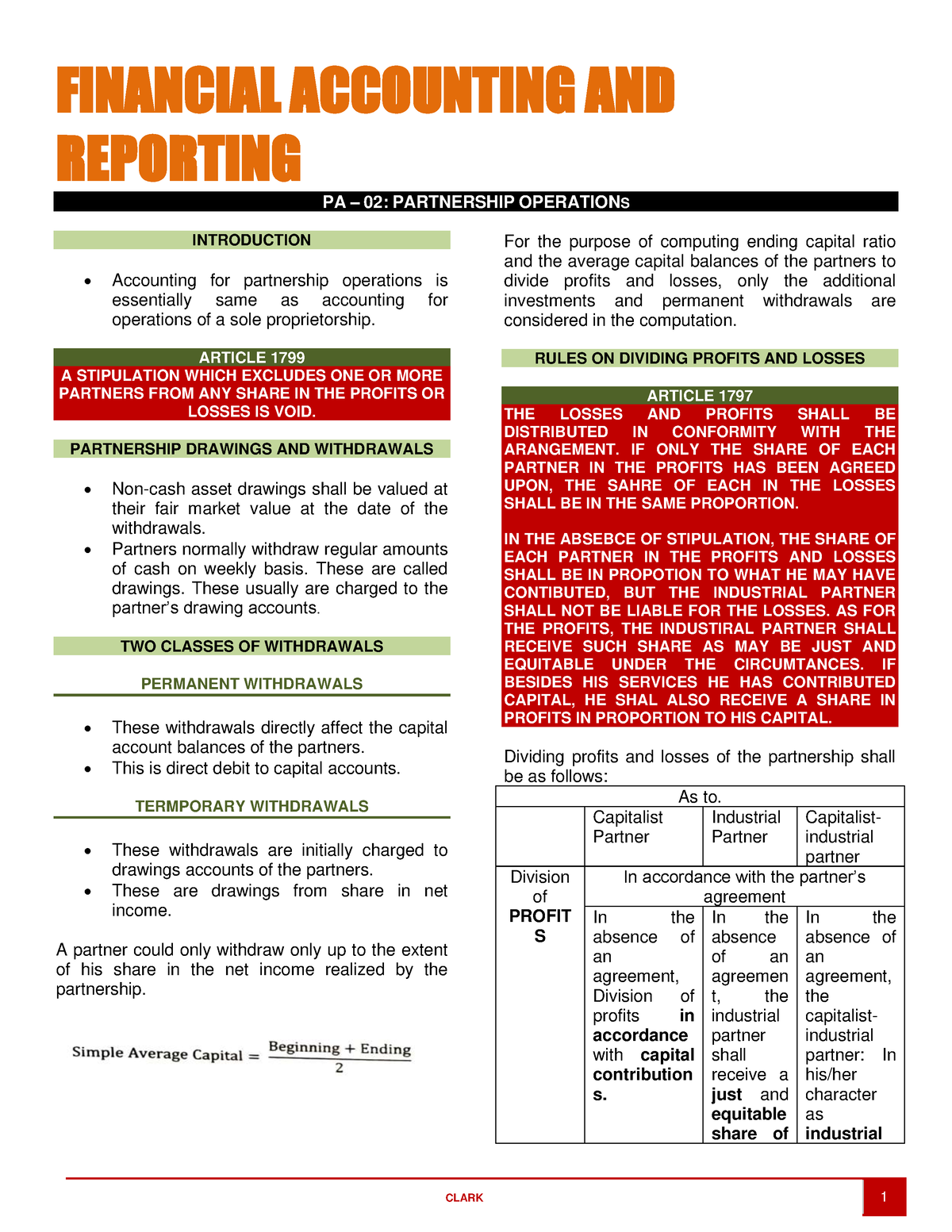 Partnership Operation - FINANCIAL ACCOUNTING AND REPORTING PA – 02 ...