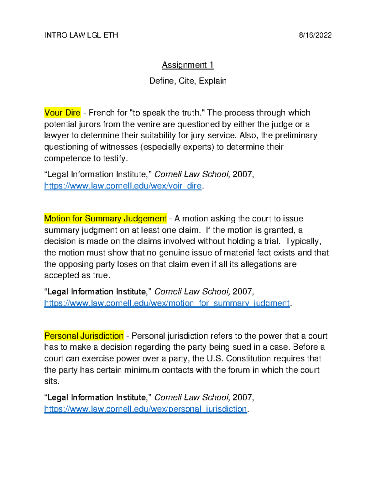 assignment legal definition cornell