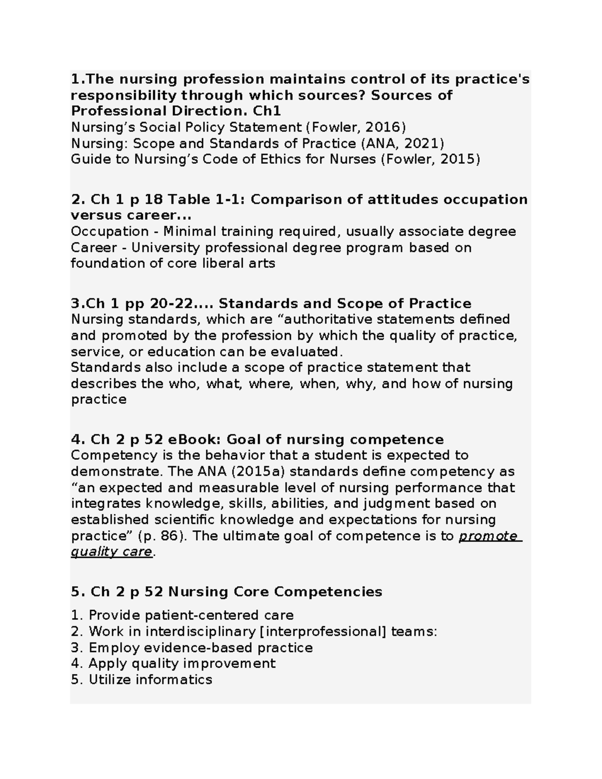 Prof Nursing Quiz 1 notes 1 nursing profession maintains control of