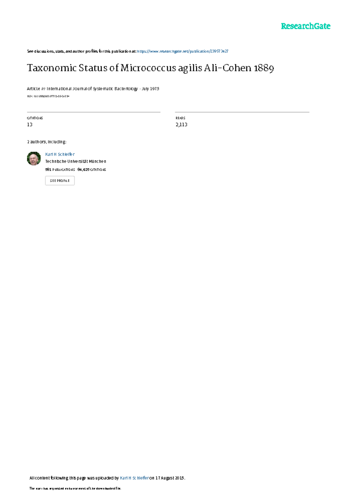 Taxonomic Status of Micrococcus agilis Ali-Cohen 1 - ####### See ...
