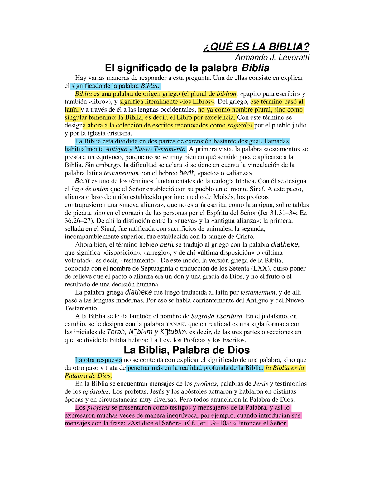 Unidad 4 ¿QUE ES LA Biblia - ¿QUÉ ES LA BIBLIA? Armando J. Levoratti El ...