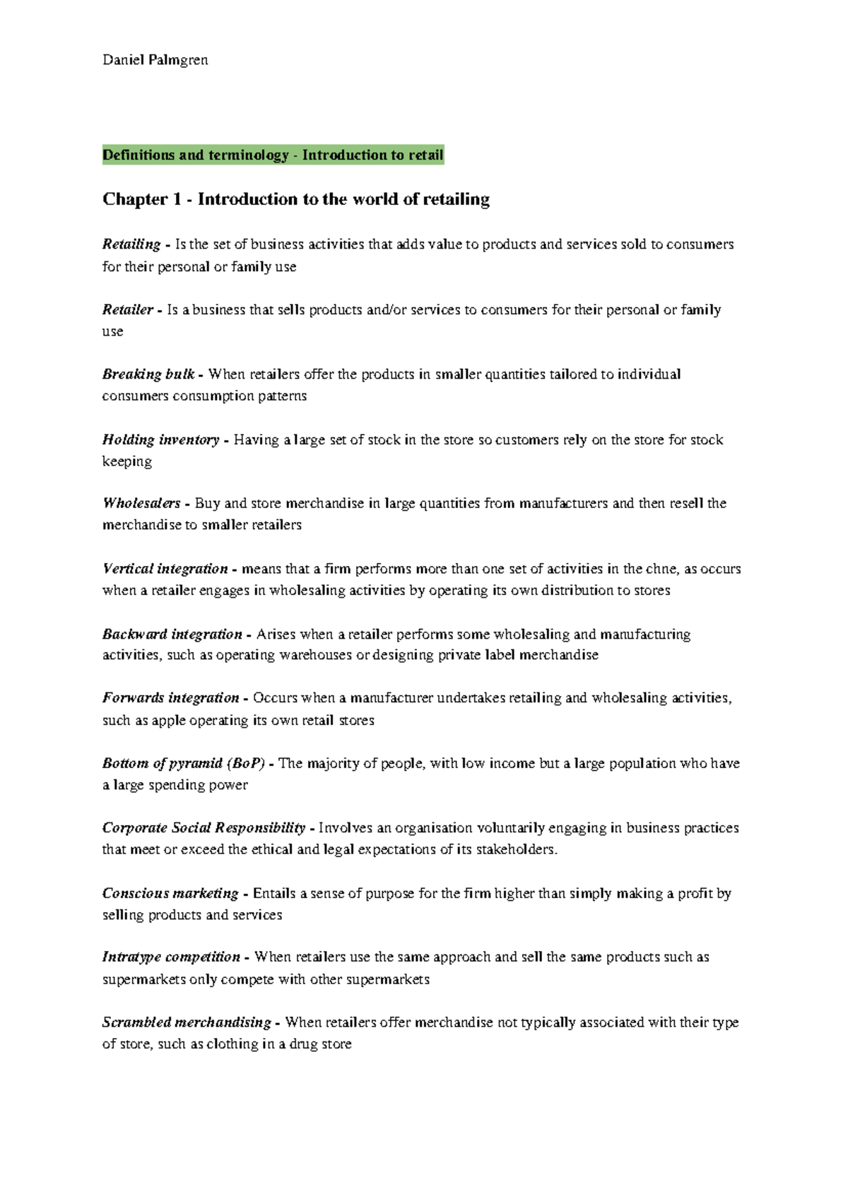 Definitions and terminology - Introduction to retail-2 - **Definitions ...