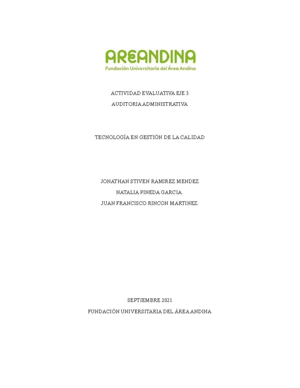 EJE 2 Y 3 - Continuacion Auditoria Administrativa - ACTIVIDAD ...
