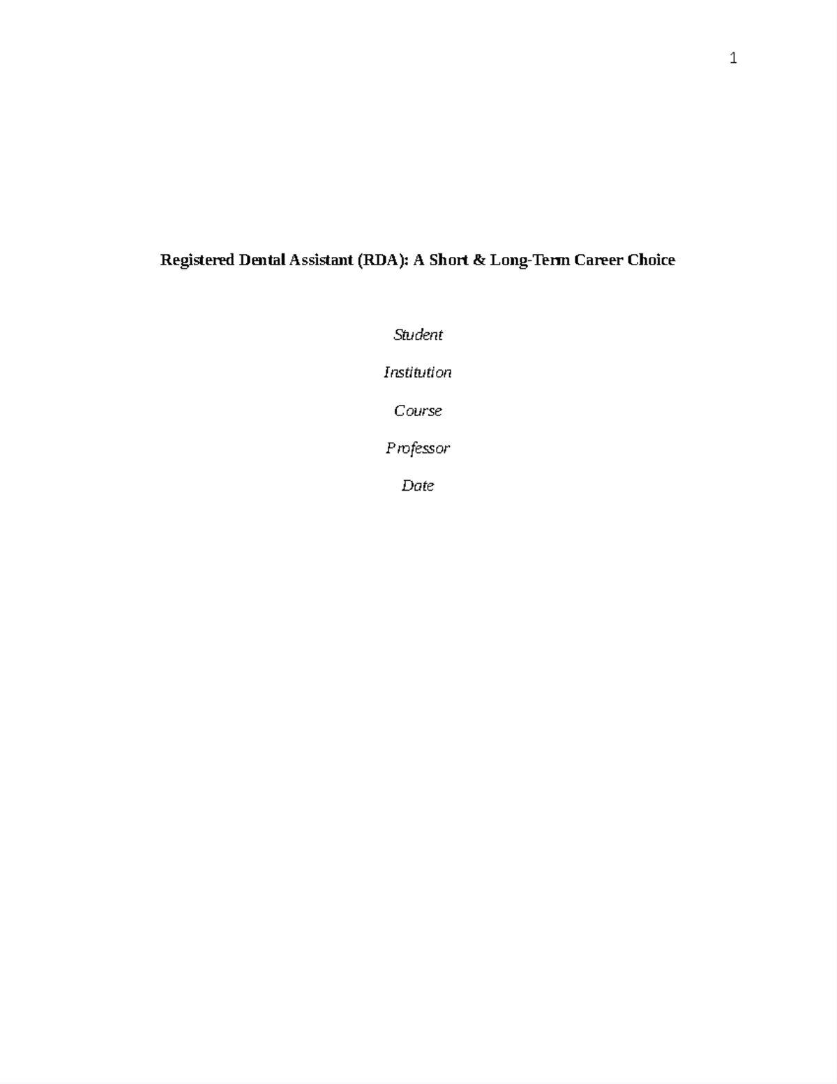 dental assistant research paper