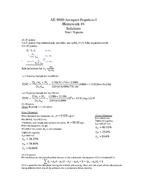 Seminar assignments - Homework 2 - AE 4660 Aerospace Propulsion I HW ...