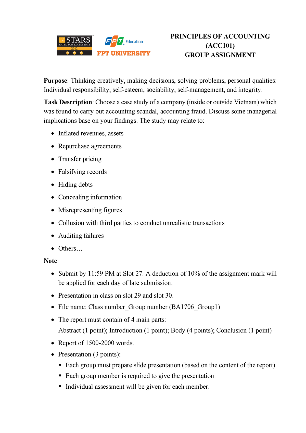 assignment accounting principles