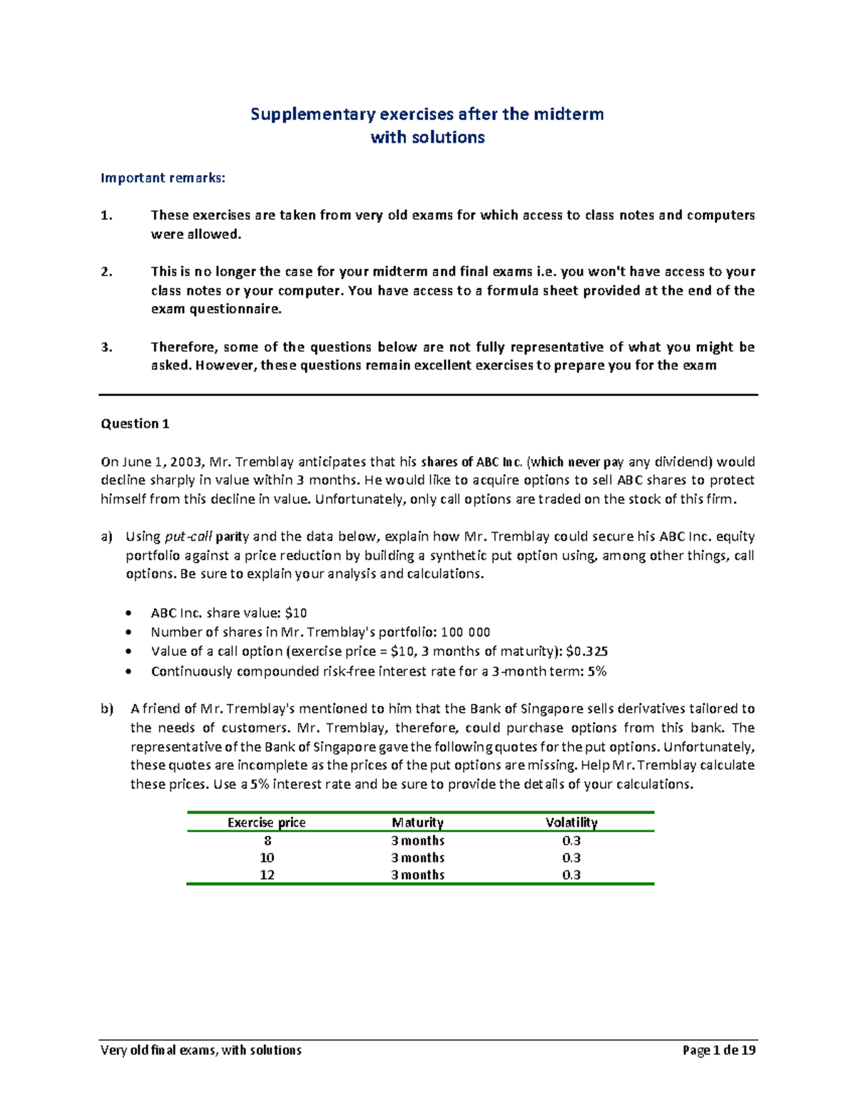 B Supplementary Exercises After The Midterm - Supplementary Exercises ...