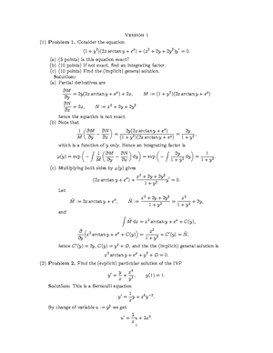 ODE Cheat Sheet - Full Summary of Course - Math263 - ODE Cheat Sheet ...