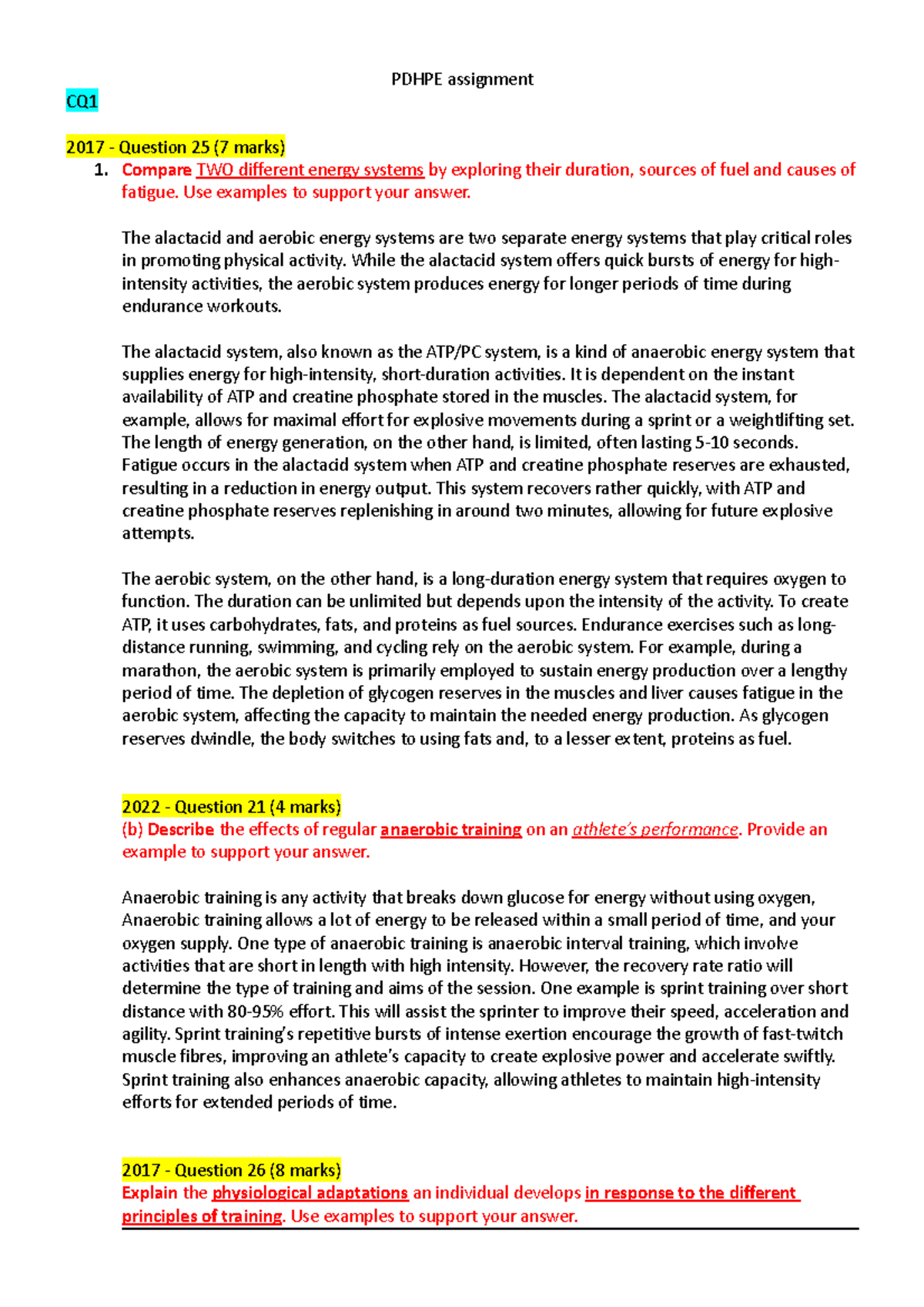 Pdhpe assignment - practice questions - PDHPE assignment CQ 2017 ...
