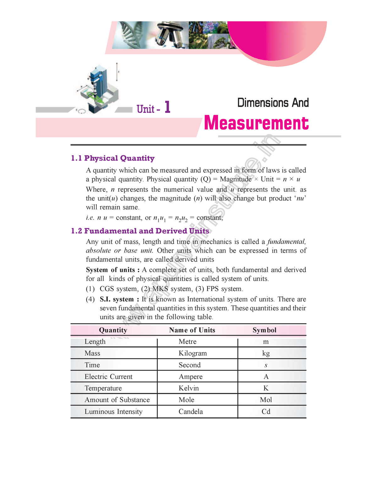 Sm 11 Physics Eng Chapter-1 - Dimensions And Measurement 1 1 Physical ...