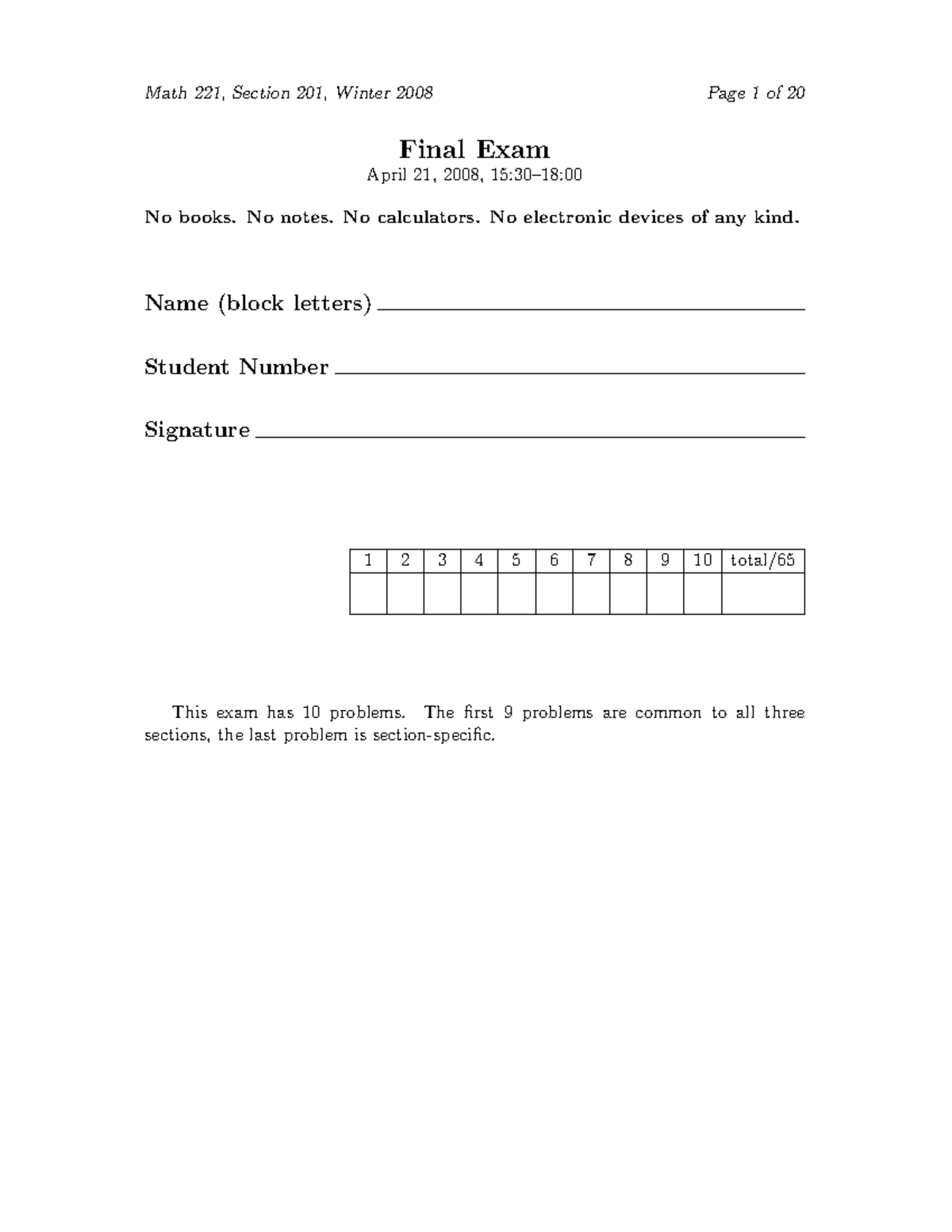 221 2007 WT2 sec201 - practice exam - Math 221, Section 201, Winter ...