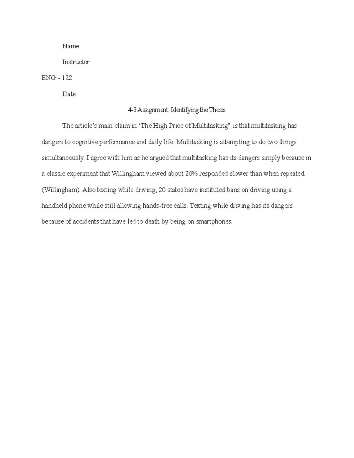 eng 122 4 3 identifying your thesis statement