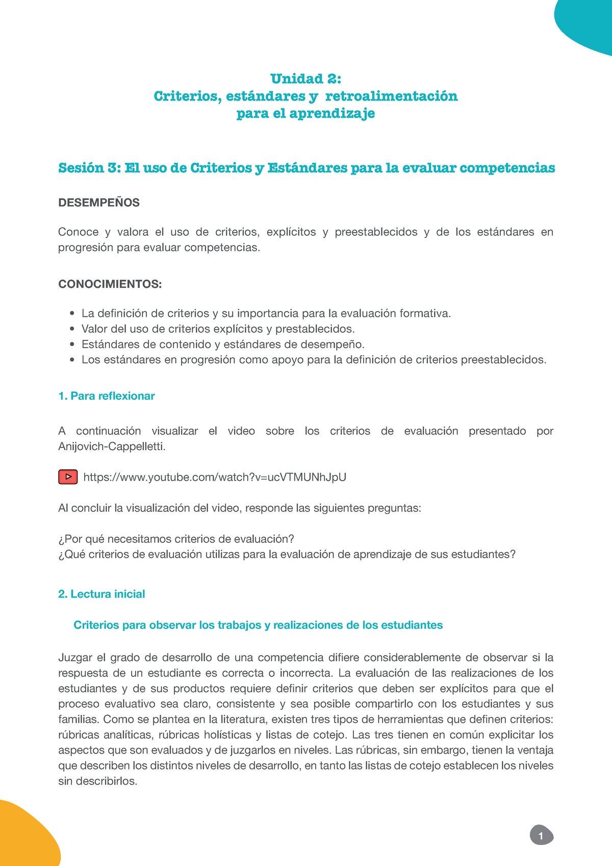 Criterios De Evaluación - Unidad 2: Criterios, Est·ndares Y ...