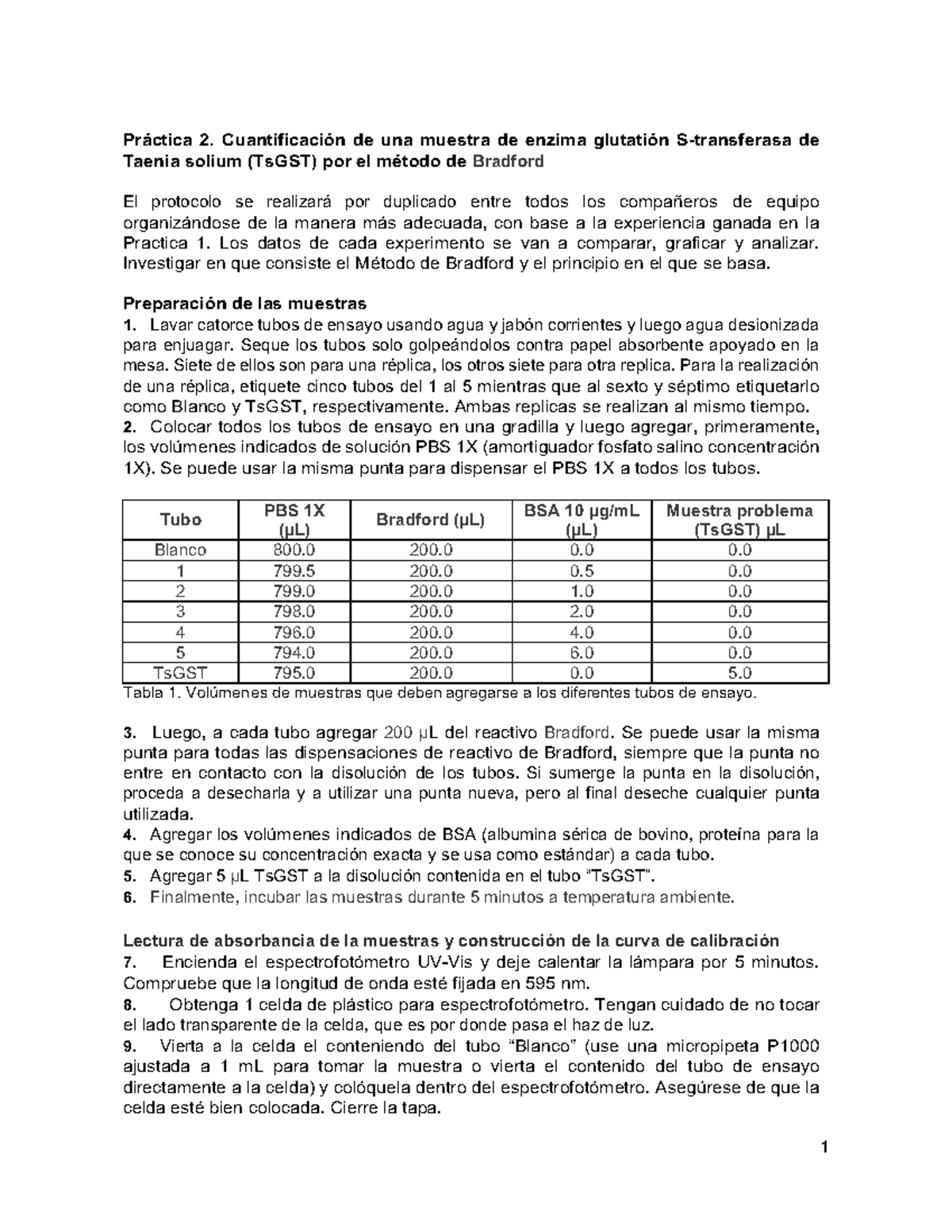 Práctica 2 - El protocolo se realizará por duplicado entre todos los ...