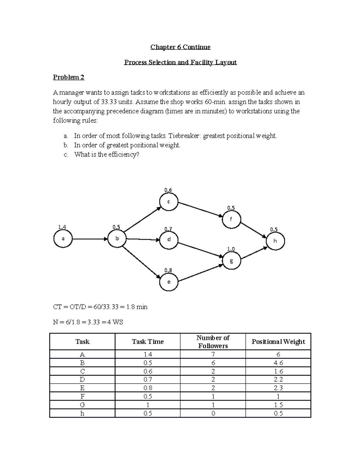 Chapter 6 Continue - notes - Chapter 6 Continue Process Selection and ...