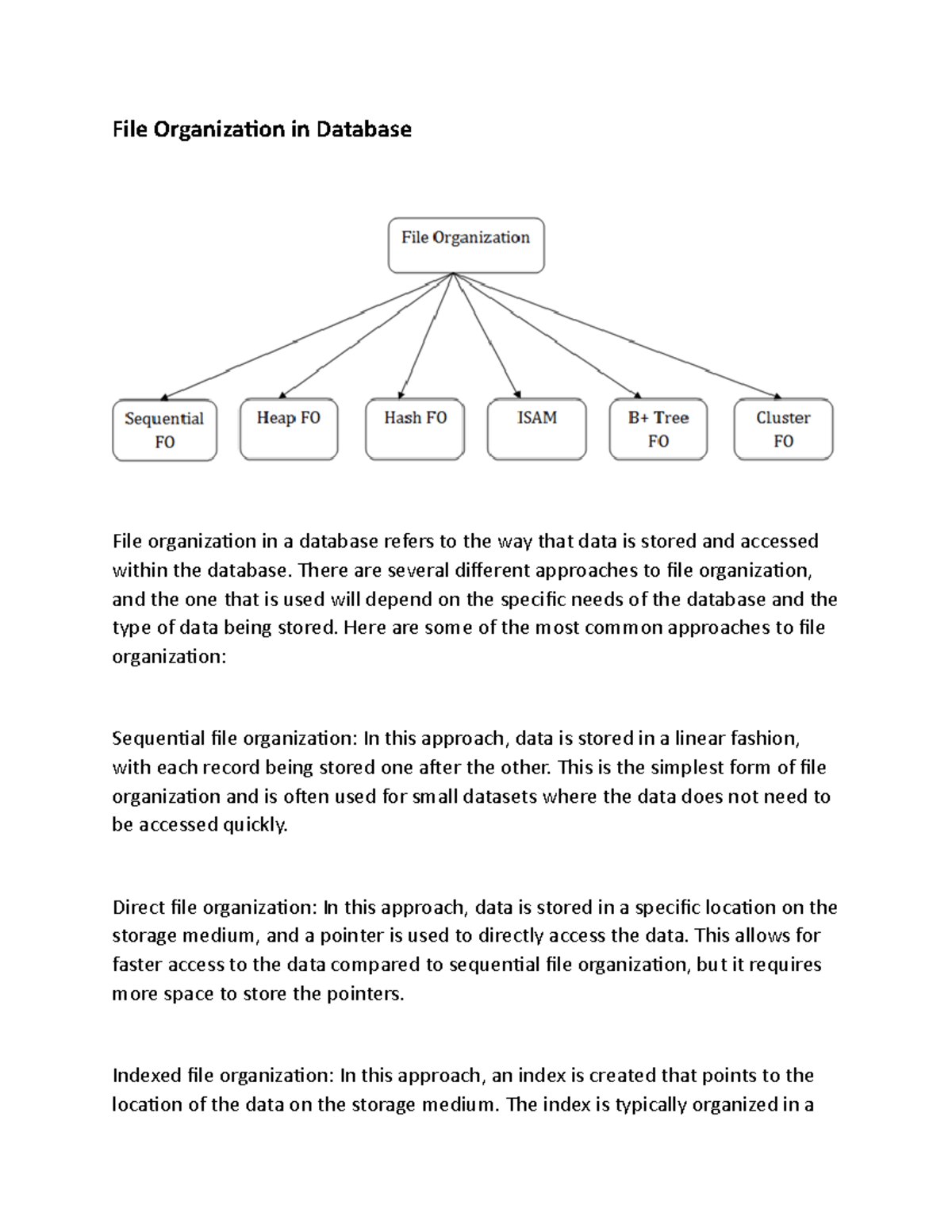 File Organization in Database - There are several different approaches ...