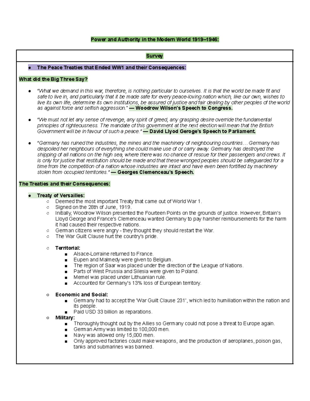 Power and Authority Notes - Power and Authority in the Modern World ...