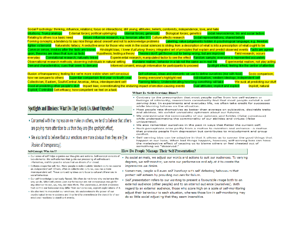 Mind map 253 Summary Social Psychology Social Psychology thinking