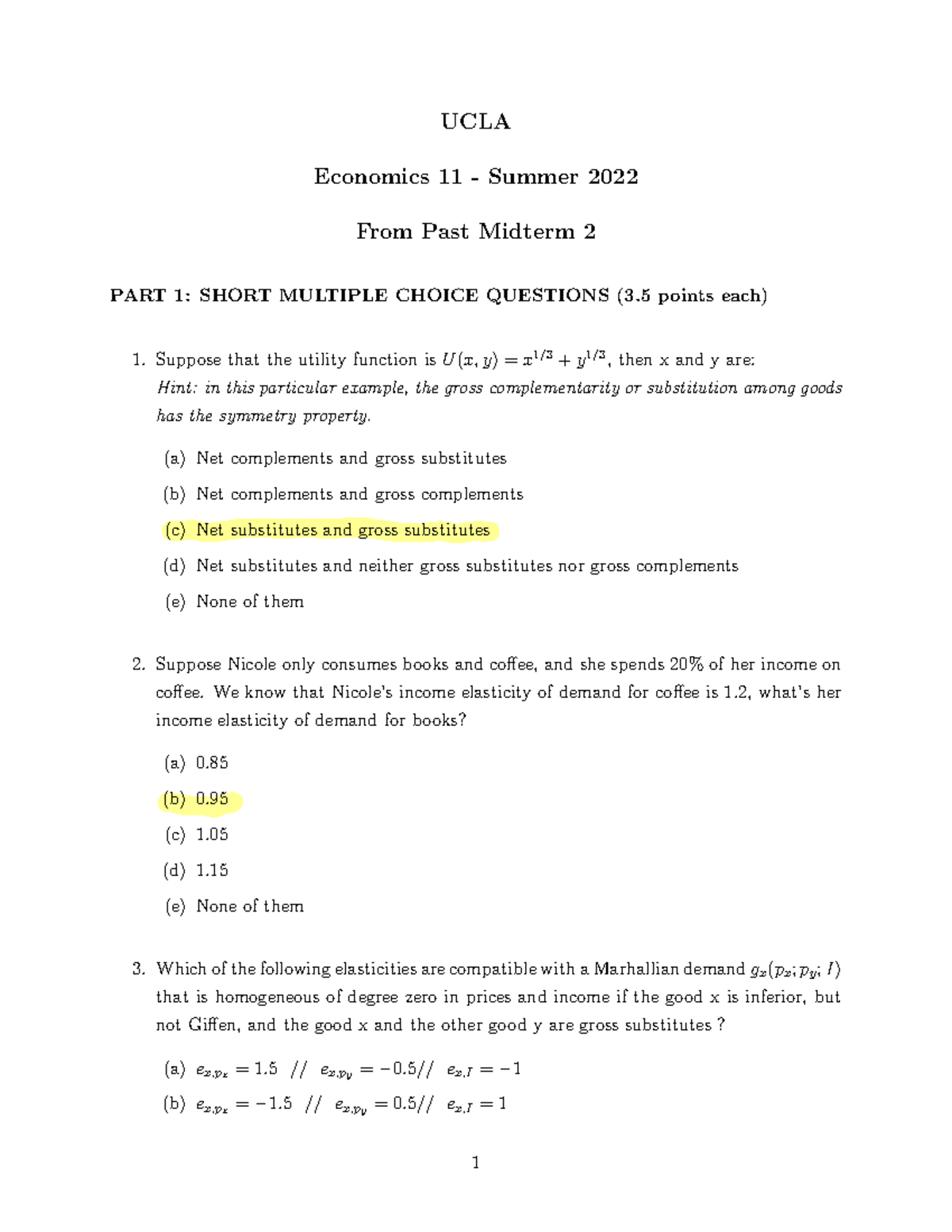 Econ11 past midterm 2 questions lec notes - UCLA Economics 11 - Summer ...