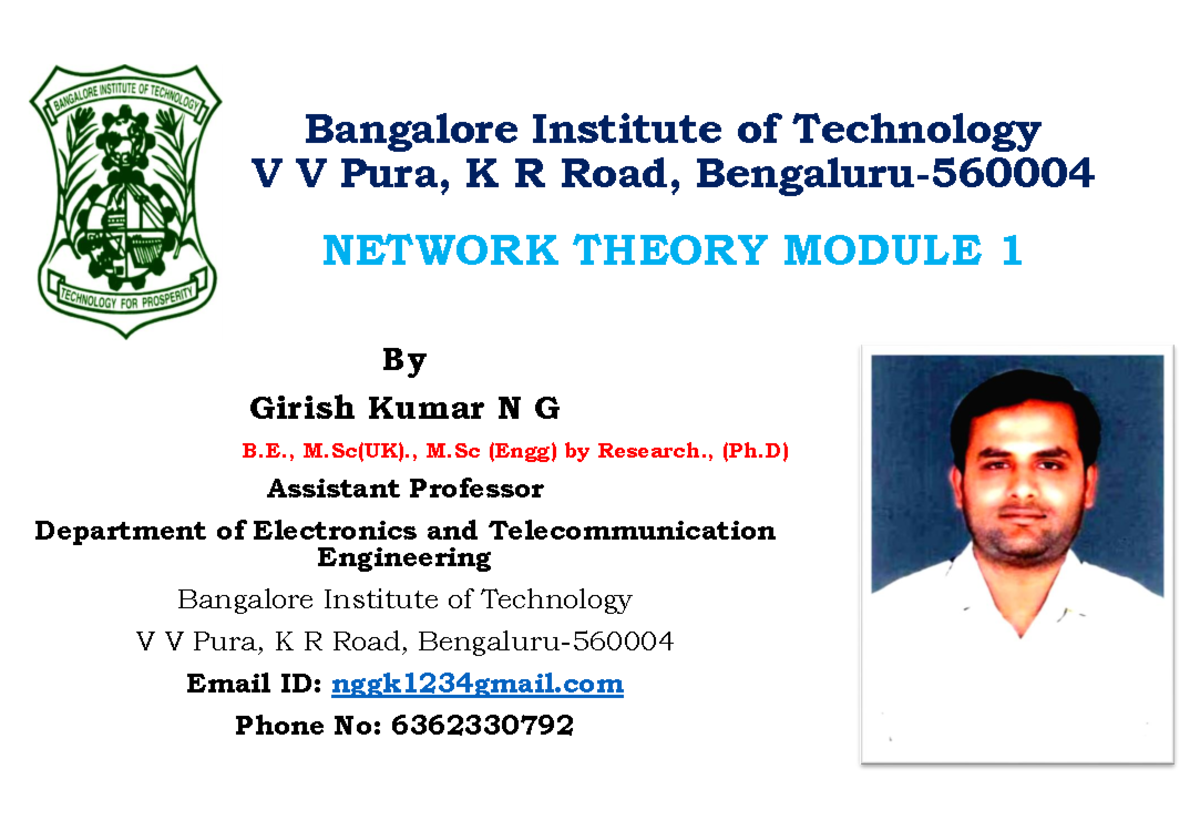 NT Module 1 - By Girish Kumar N G B., M(UK)., M (Engg) by Research ...
