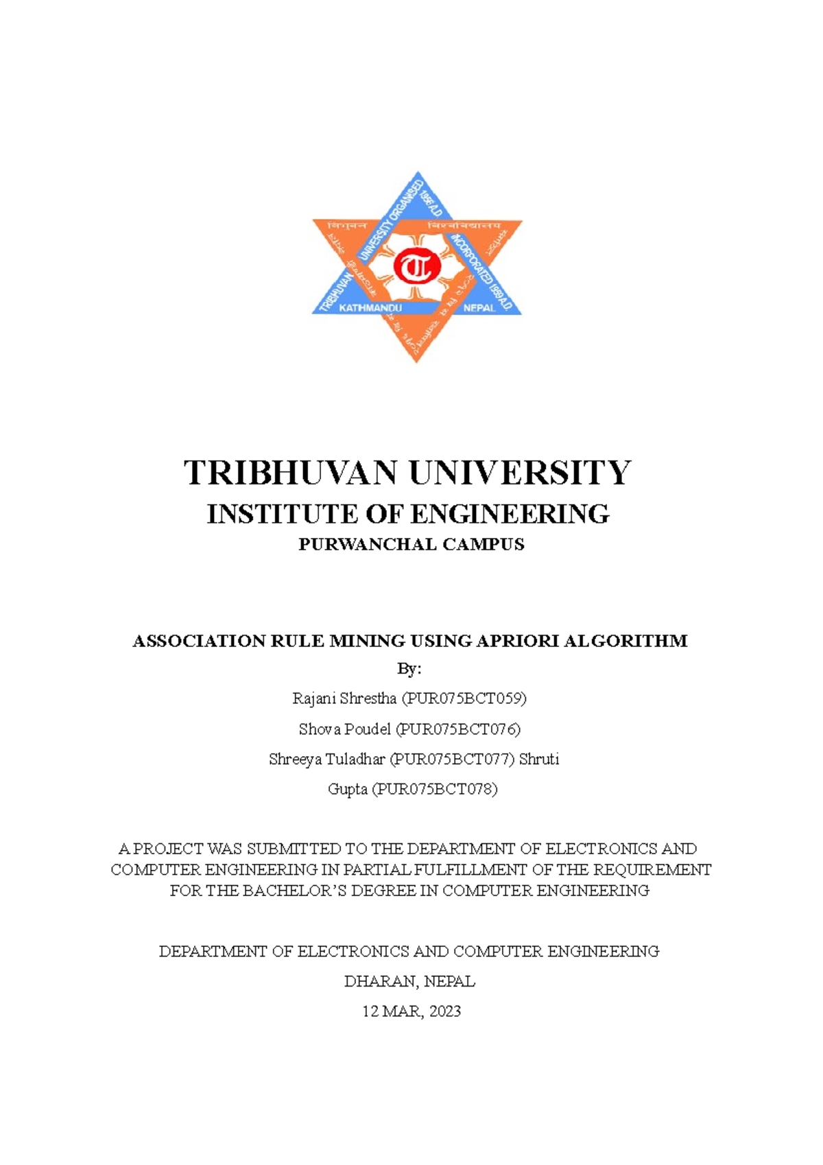 Report - final year project documents - TRIBHUVAN UNIVERSITY INSTITUTE ...