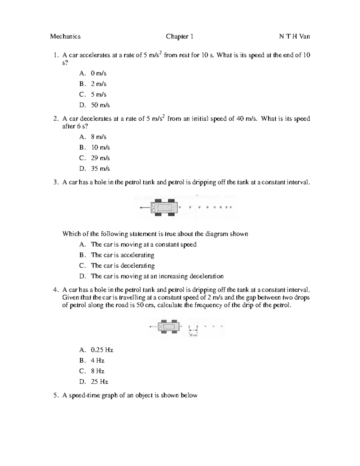 tiếng anh Chap1 Exercises B1 p2 - A car accelerates at a rate of 5 m/s ...