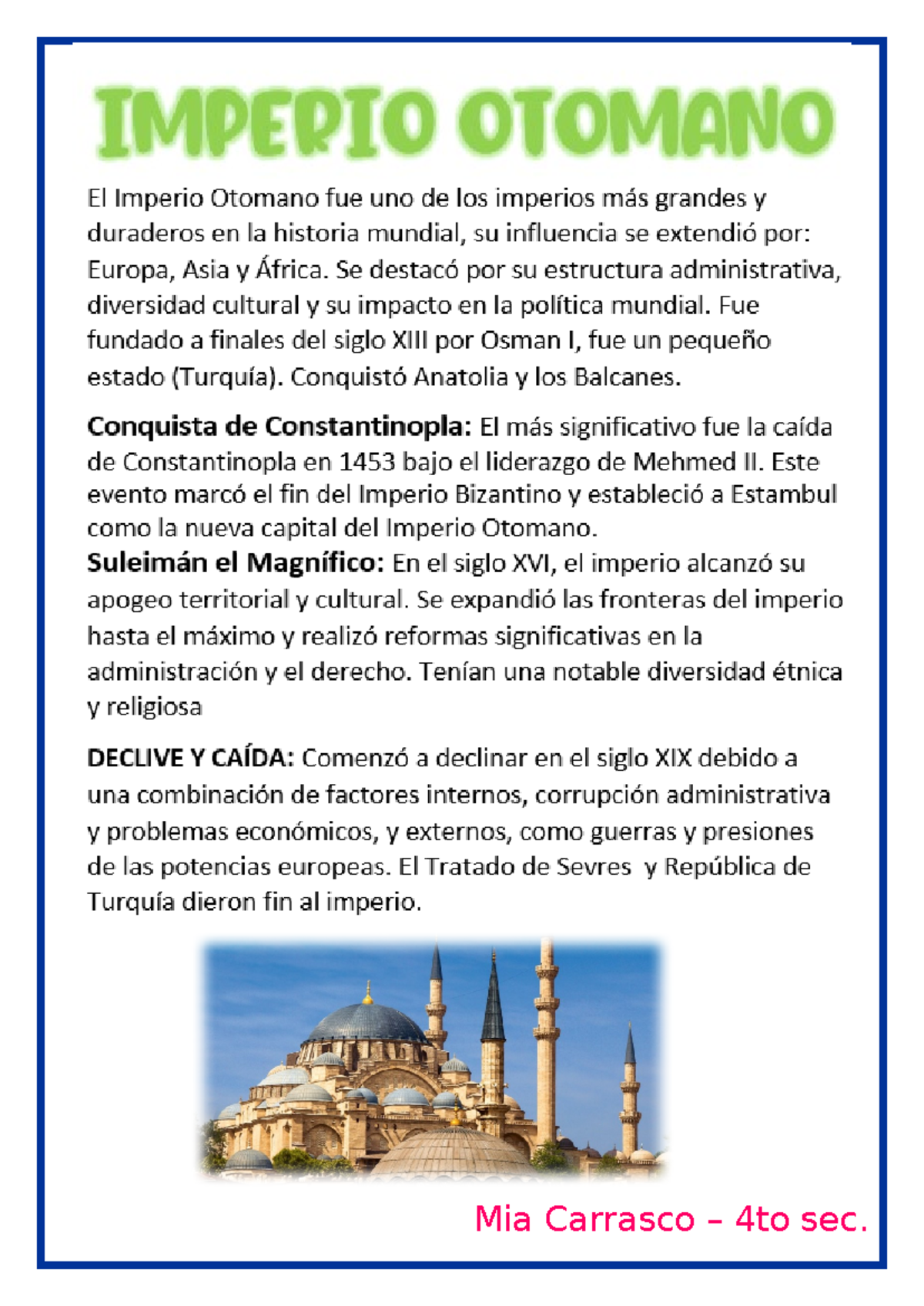 Trabajo historia - IMPERIO OTOMANO El Imperio Otomano fue uno de los ...
