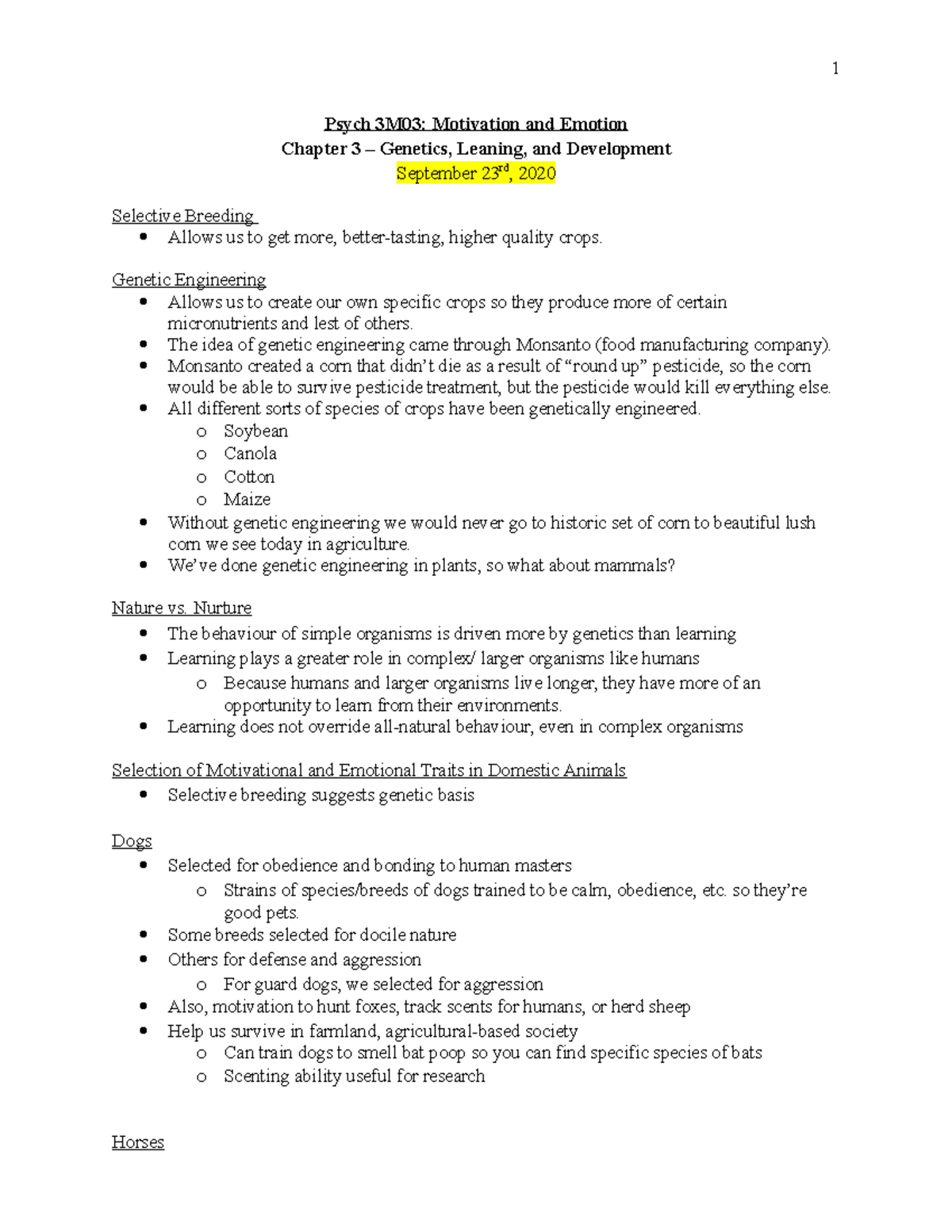 Chapter-3-Notes - Lecture Notes - Psych 3M03: Motivation And Emotion ...