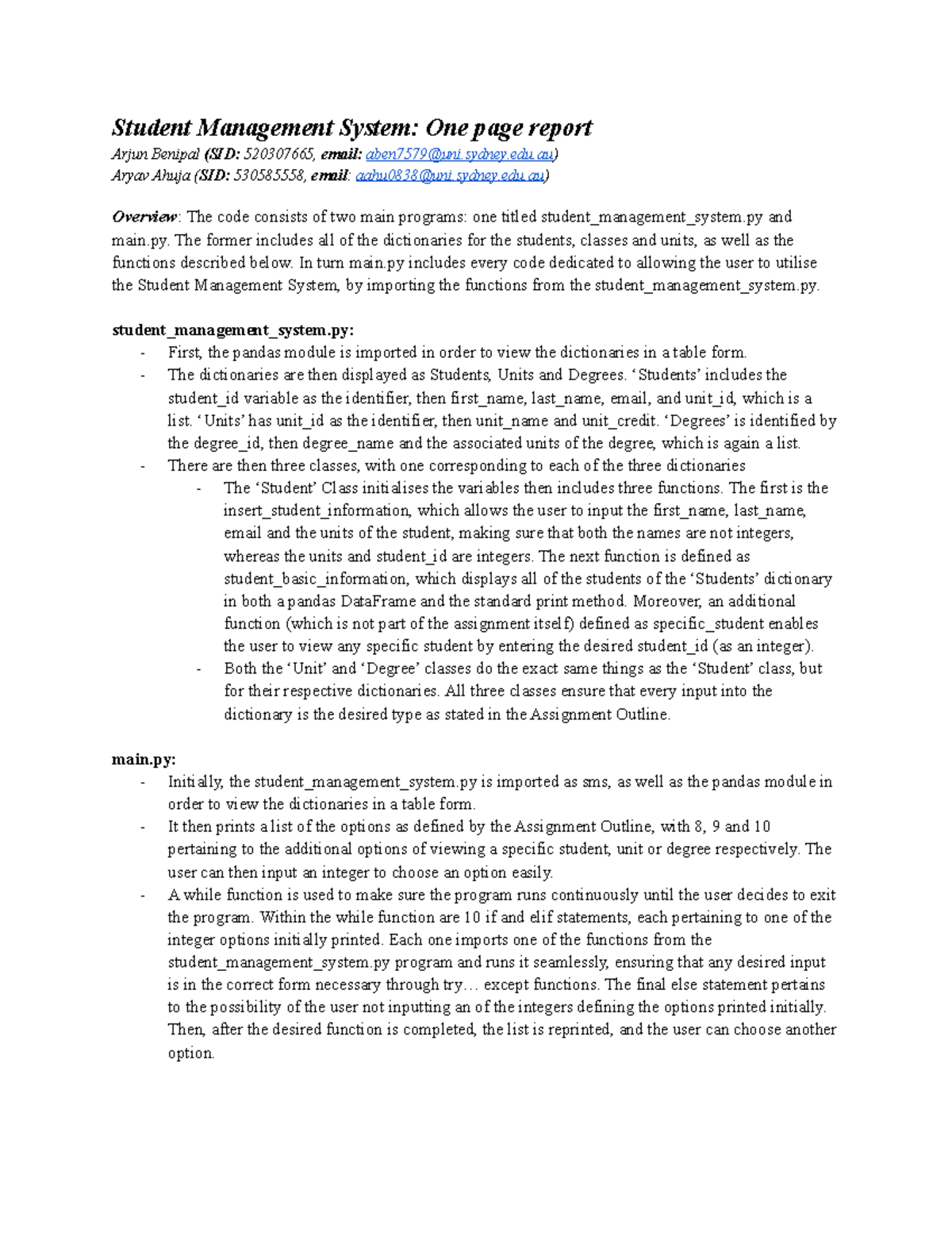 Reportfinal - Report summarising data from assignment - Student ...