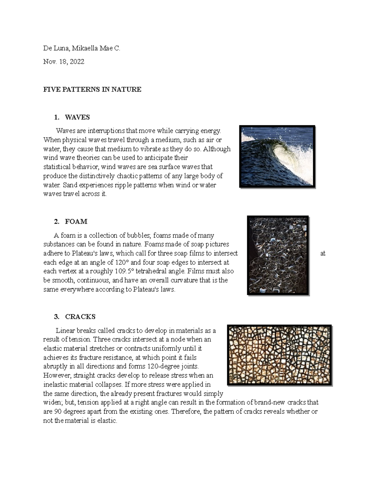 Mmw c2 - none - De Luna, Mikaella Mae C. Nov. 18, 2022 FIVE PATTERNS IN ...