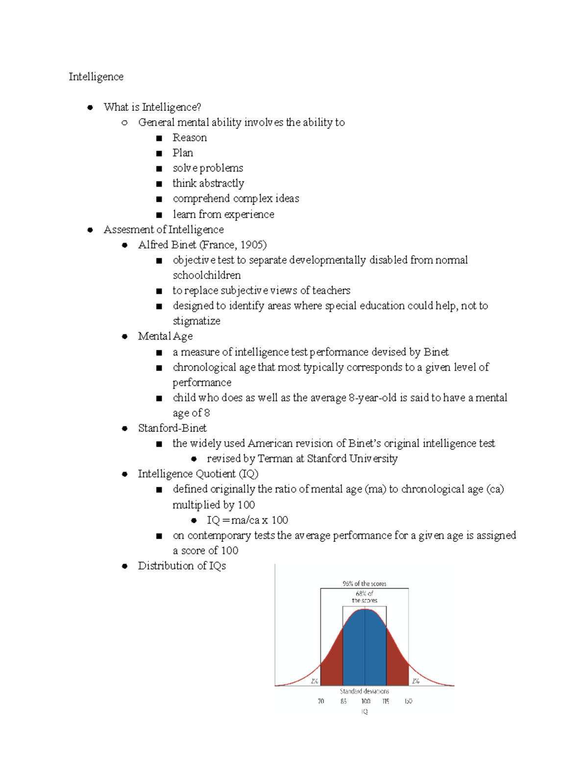 PSY 103 Lecture Notes - Intelligence What is Intelligence? General ...
