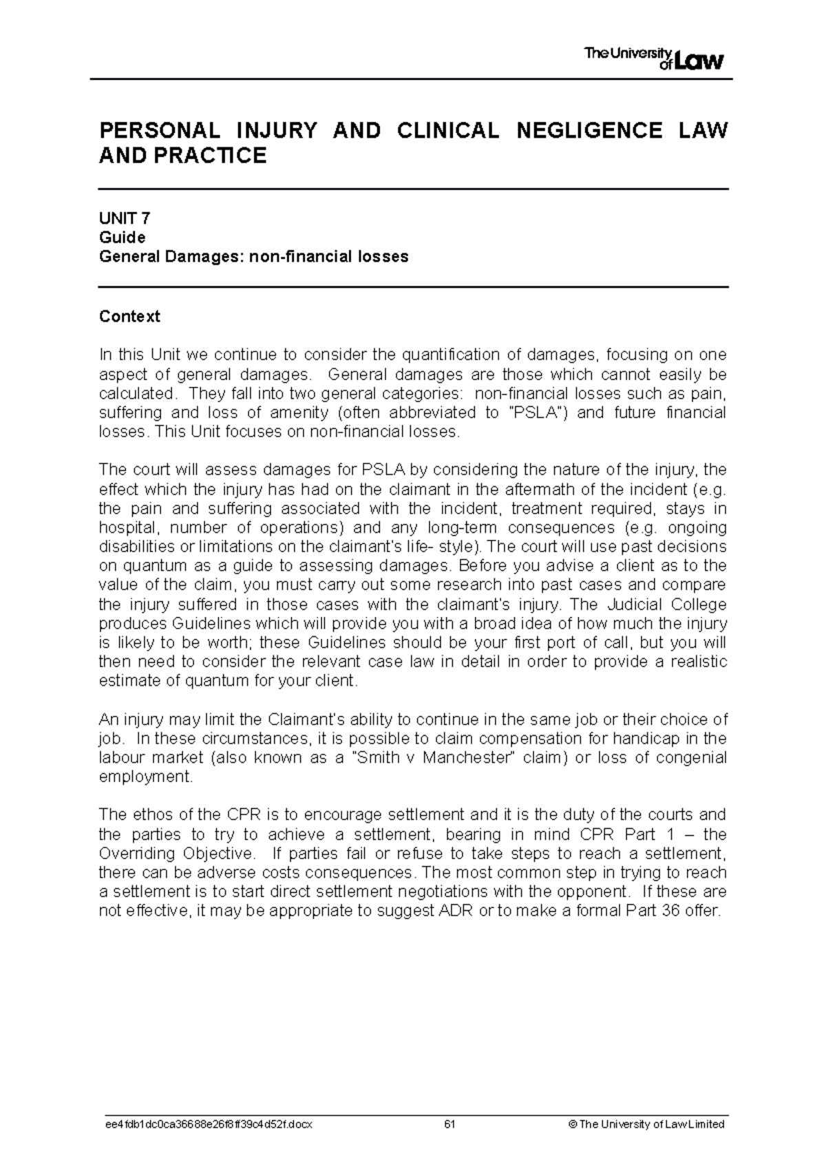 2223 picn ws07 ce01 guide - PERSONAL INJURY AND CLINICAL NEGLIGENCE LAW ...
