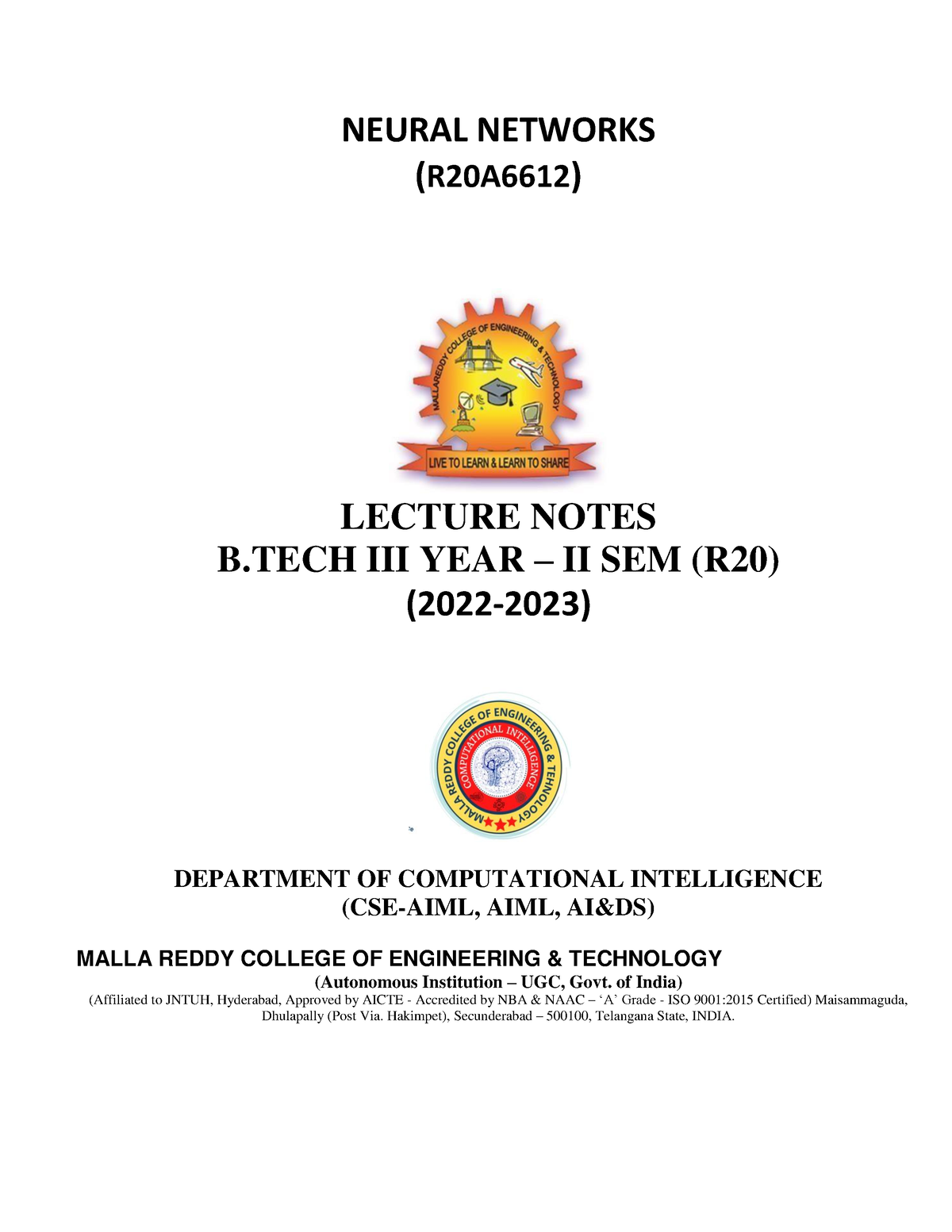 Neural-Networks - Cryptography And Network Security - JNTU Kakinada ...