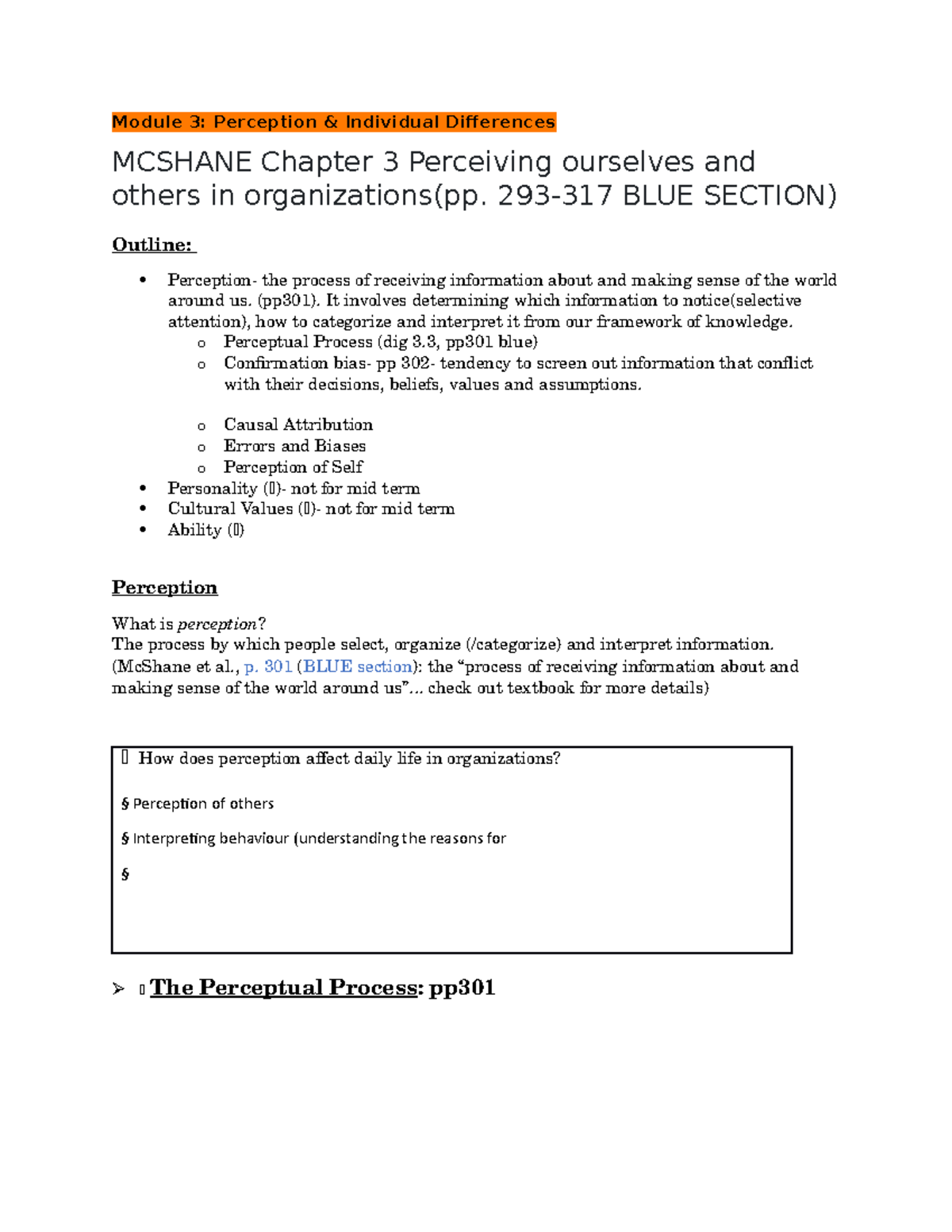 Module 3 - Copy - Module 3: Perception & Individual Differences MCSHANE ...