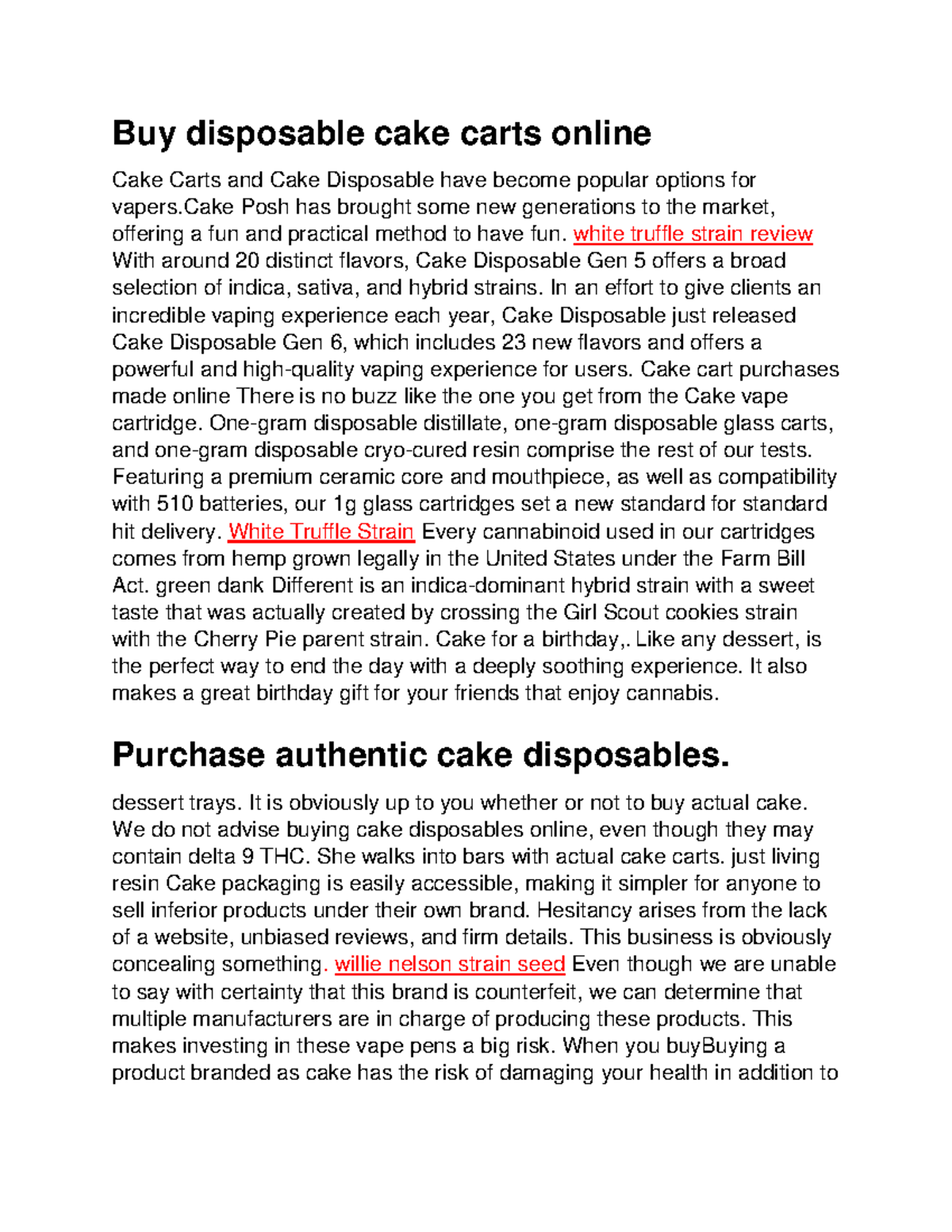 Buy disposable cake carts online white truffle strain review With