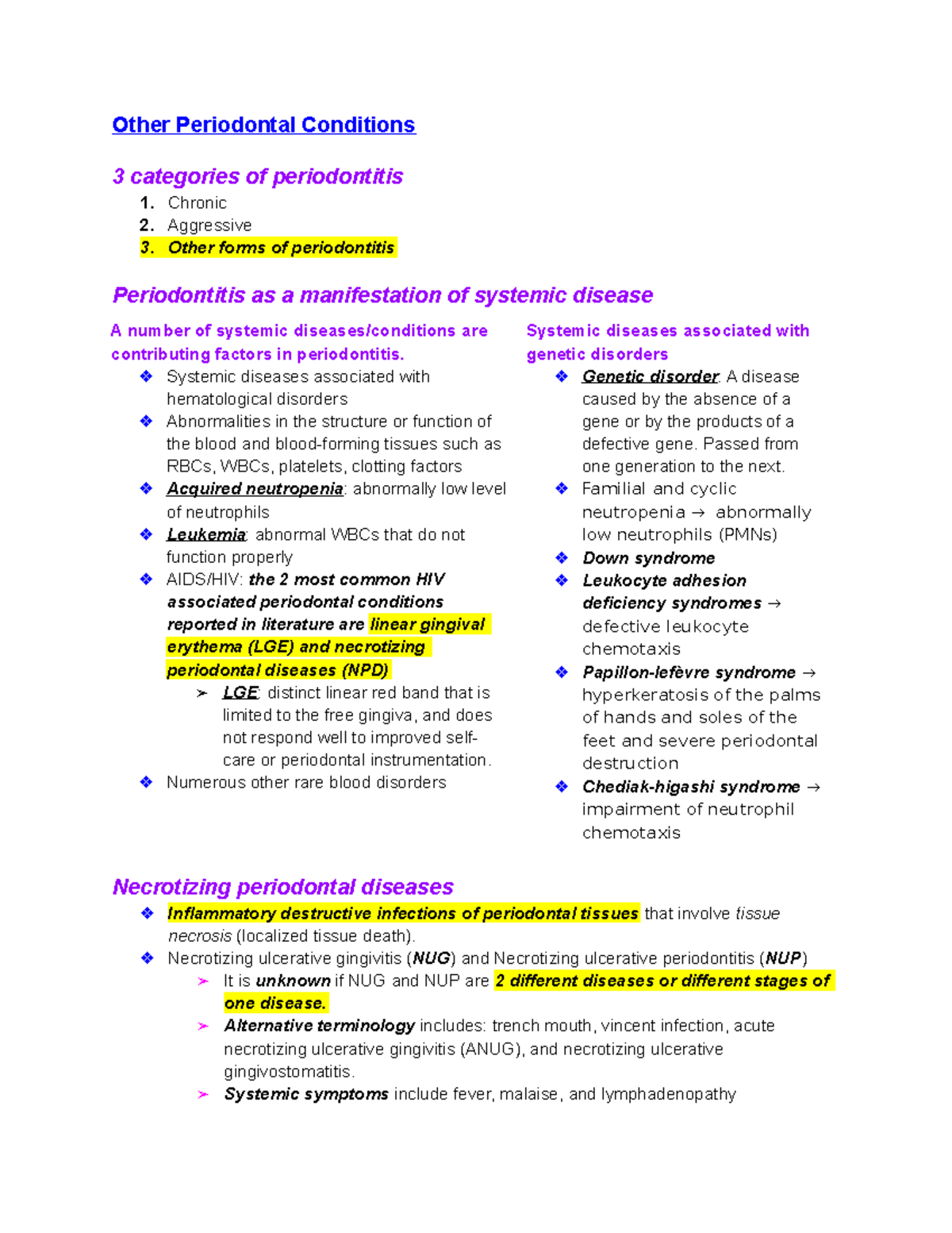 Other Periodontal Conditions Study Note - Other Periodontal Conditions ...